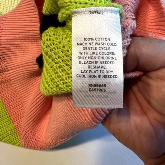 Around XS Striped Knit Pullover Sweater Crew Neck Colorful Cotton Blend‎ - Picture 3 of 9